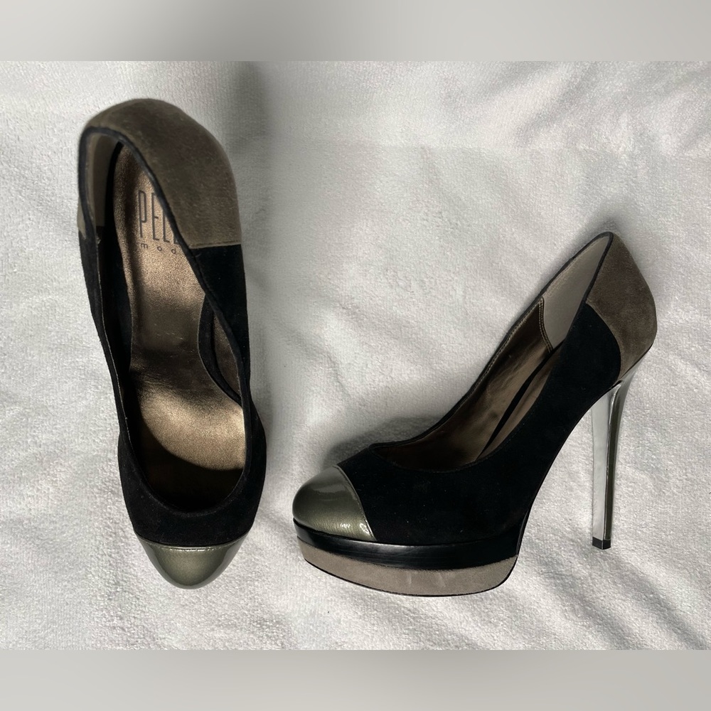 Gray and black 5 inch heel